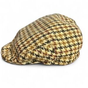 Hat Man of Ireland Mens Vintage Houndstooth Wool Newsboy Cap Green Gold Red Sz M